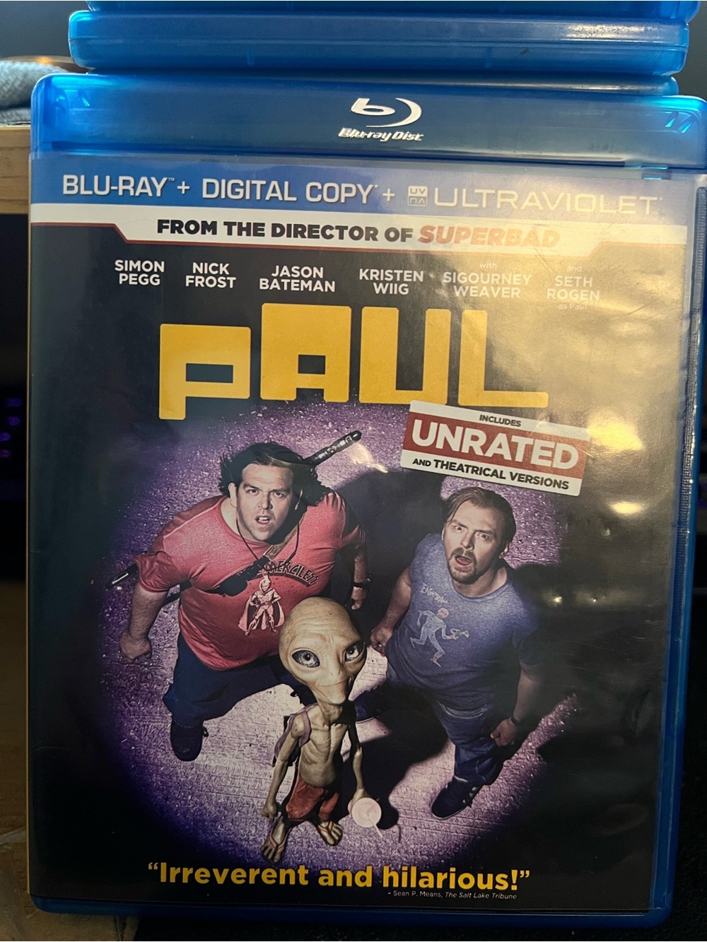 Universal Blu-ray Paul Movie Cover - Yellow Title on Purple Background